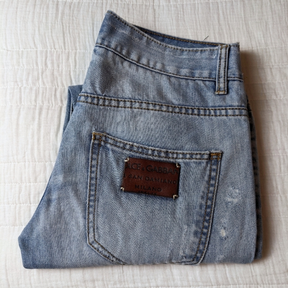Dolce & Gabbana Vintage Straight Jeans San Damiano Milano Distressed